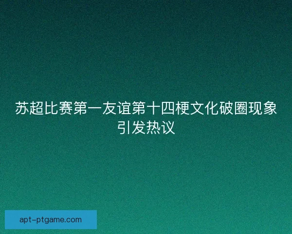 苏超比赛第一友谊第十四梗文化破圈现象引发热议
