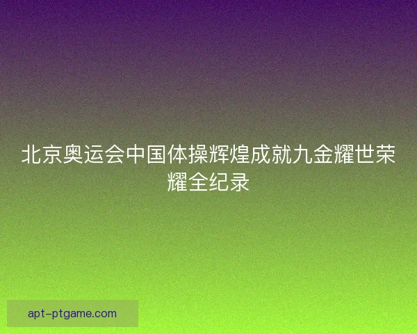 北京奥运会中国体操辉煌成就九金耀世荣耀全纪录